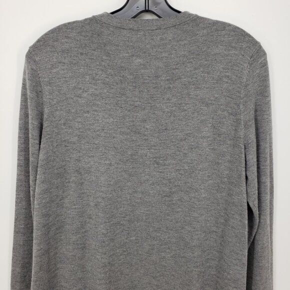 J. Jill Long Button Down Cardigan Sweater S Wool Blend Pockets Crew Neck Gray - Picture 7 of 9